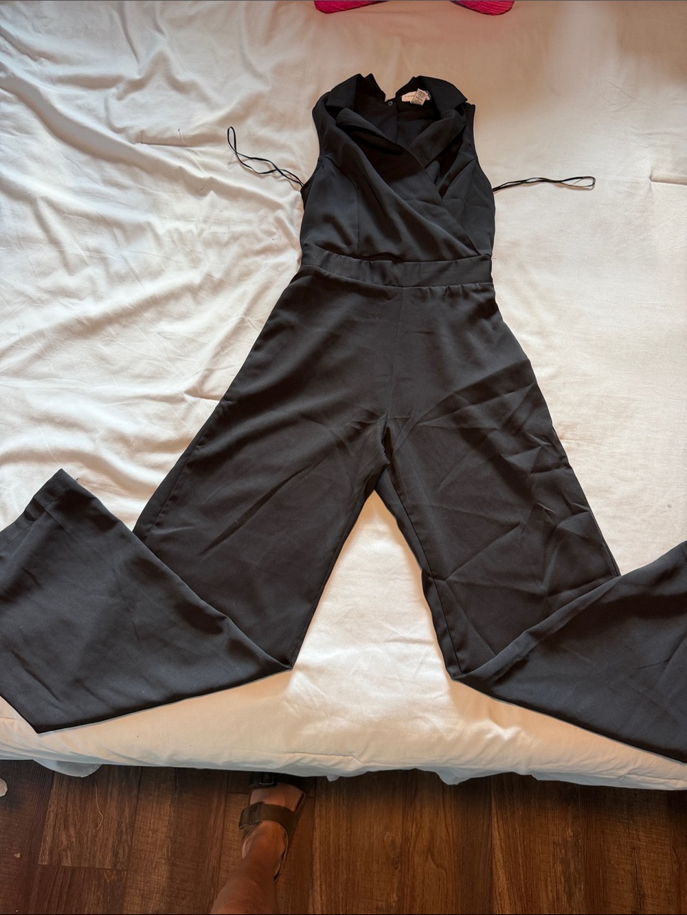 Sincerely Jules Black Wrap-Front Wide Leg Jumpsuit